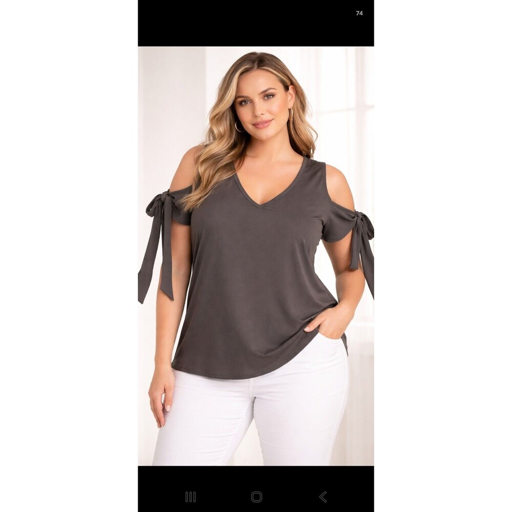 NWT Miss Selfridge Army Green Blouse With Arm Ties V-neck Pullover Size 8